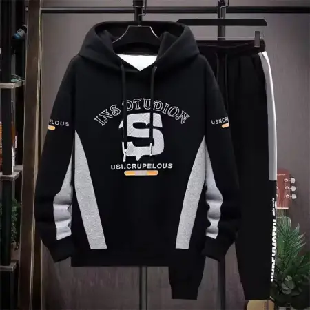 جديد أسود هوديس بلوزات للرجال رياضية متعددة الاستخدامات Sweatpants موضة ملابس رياضية الخريف مريحة الملابس اليومية