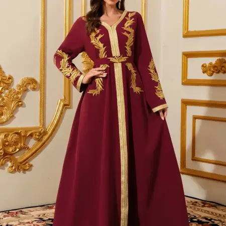 عبايات مطرزة للنساء المسلمات المغربي الأزهار ماكسي قفطان فستان عربي إسلامي دبي رداء رمضان ملابس الصلاة