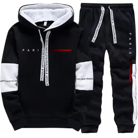 الرجال قمصان سويت شيرت بقلنسوة Sweatpants باريس موضة هوديي الشارع الشهير الذكور كل موسم اليومية سترة رياضية غير رسمية سراويل للجري