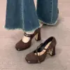 أحذية ماري جين نسائية كلاسيكية بكعب عالٍ وسميك، أحذية أنيقة للحفلات والمناسبات مع حزام وإبزيم، أحذية نسائية جديدة أنيقة للمناسبات الرسمية