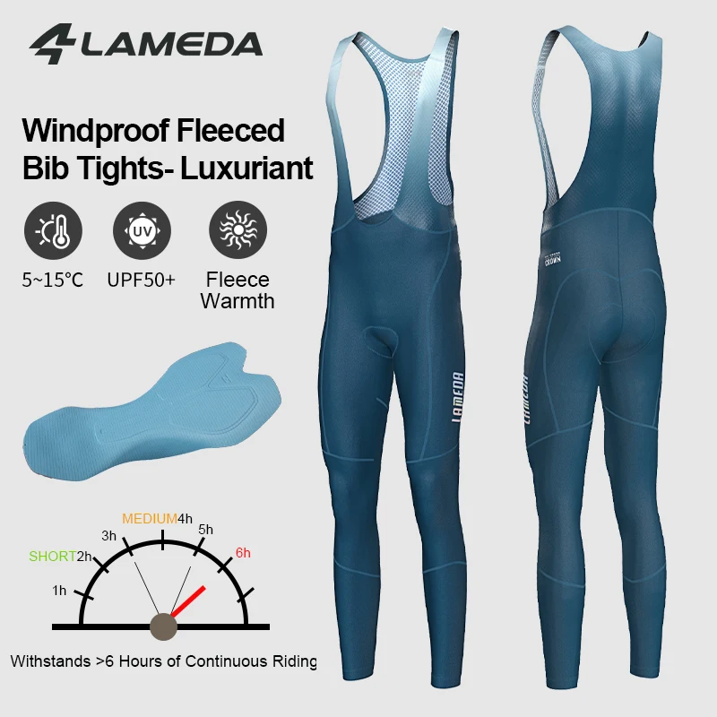 LAMEDA الرجال الشتاء الدراجات مريلة السراويل الطويلة MTB الدراجات الملابس 5D جل الوسادة الطريق الدراجة يندبروف بنطلون الجوارب الطويلة